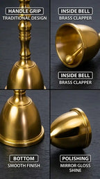 Gold bell with labeled parts on a dark background