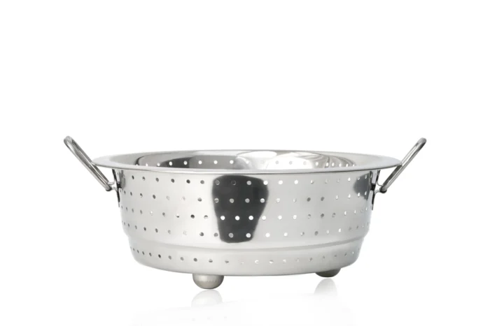 Stainless steel stainer with stand and handle