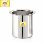 Stainless steel multipurpose milk tope (tapeli/bhagona) front and back view – Rakesh Gold brand”