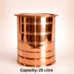 25 litre polished copper water storage container with lid isolated on light background