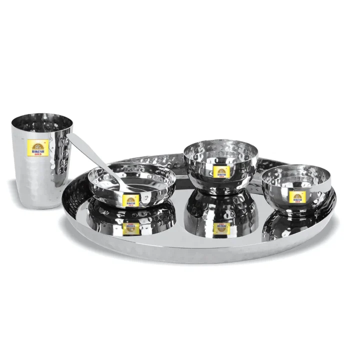 hammered steel dinner set