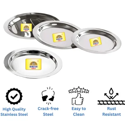 Infographic showcasing features, benefits, and uses of Rakesh Gold Stainless Steel Plain Lid for kitchen utensils