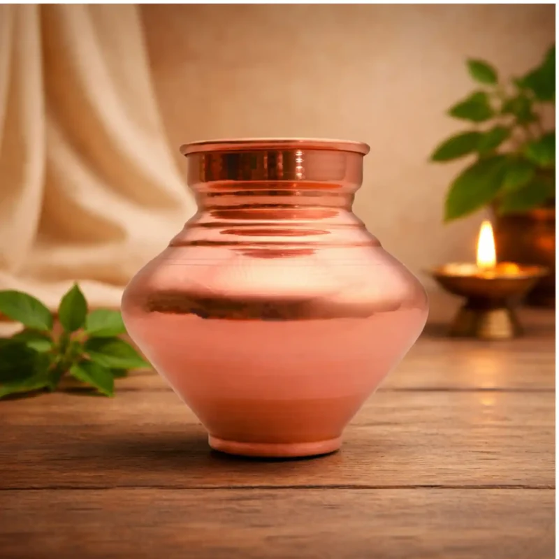 Premium pure copper kalash ideal for daily pooja rituals and abhishek ceremonies.