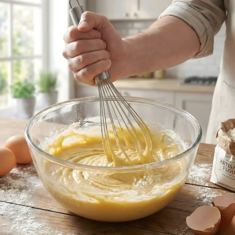 Stainless steel wire whisk with metal handle for egg beating and mixing