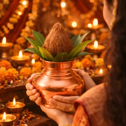 Premium pure copper kalash ideal for daily pooja rituals and abhishek ceremonies.