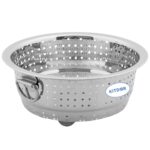 Stainless Steel Rice Strainer for Kitchen (Regular) | Steel Colander for Washing Vegetables, Fruits, Rice, Pulses, Noodles and Pasta (with Stand and Handles) - Image 2