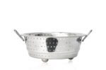 Stainless Steel Rice Strainer for Kitchen (Regular) | Steel Colander for Washing Vegetables, Fruits, Rice, Pulses, Noodles and Pasta (with Stand and Handles)