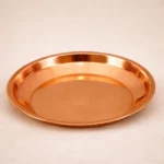 Pure copper pooja thali plate with polished finish for aarti and पूजा rituals