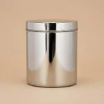 Premium stainless steel storage container with lid, mirror finish kitchen storage jar for tea, coffee, sugar and grains.