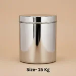 Premium stainless steel storage container with lid, mirror finish kitchen storage jar for tea, coffee, sugar and grains.