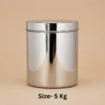 Premium stainless steel storage container with lid, mirror finish kitchen storage jar for tea, coffee, sugar and grains.