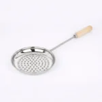 Boondi Jhara with Wooden Handle stainless steel frying oil skimmer for boondi and pakora