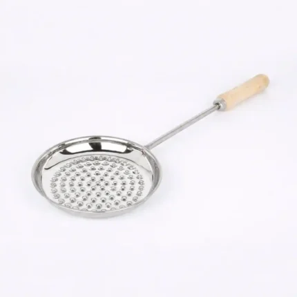 Boondi Jhara with Wooden Handle stainless steel frying oil skimmer for boondi and pakora
