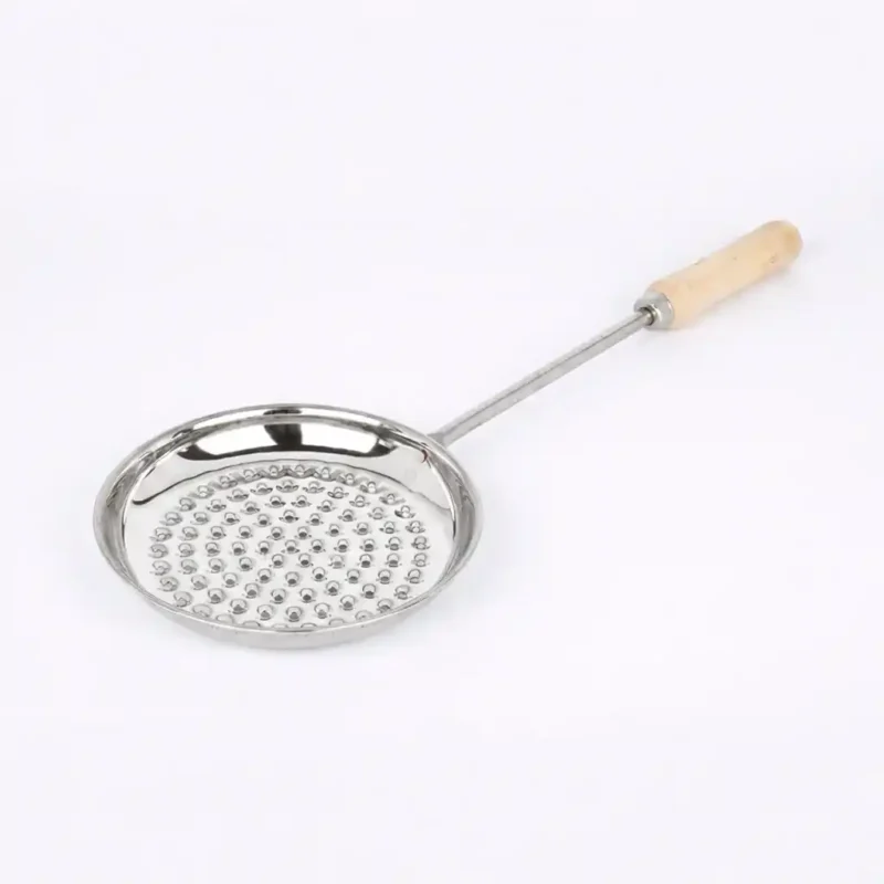 Boondi Jhara with Wooden Handle stainless steel frying oil skimmer for boondi and pakora